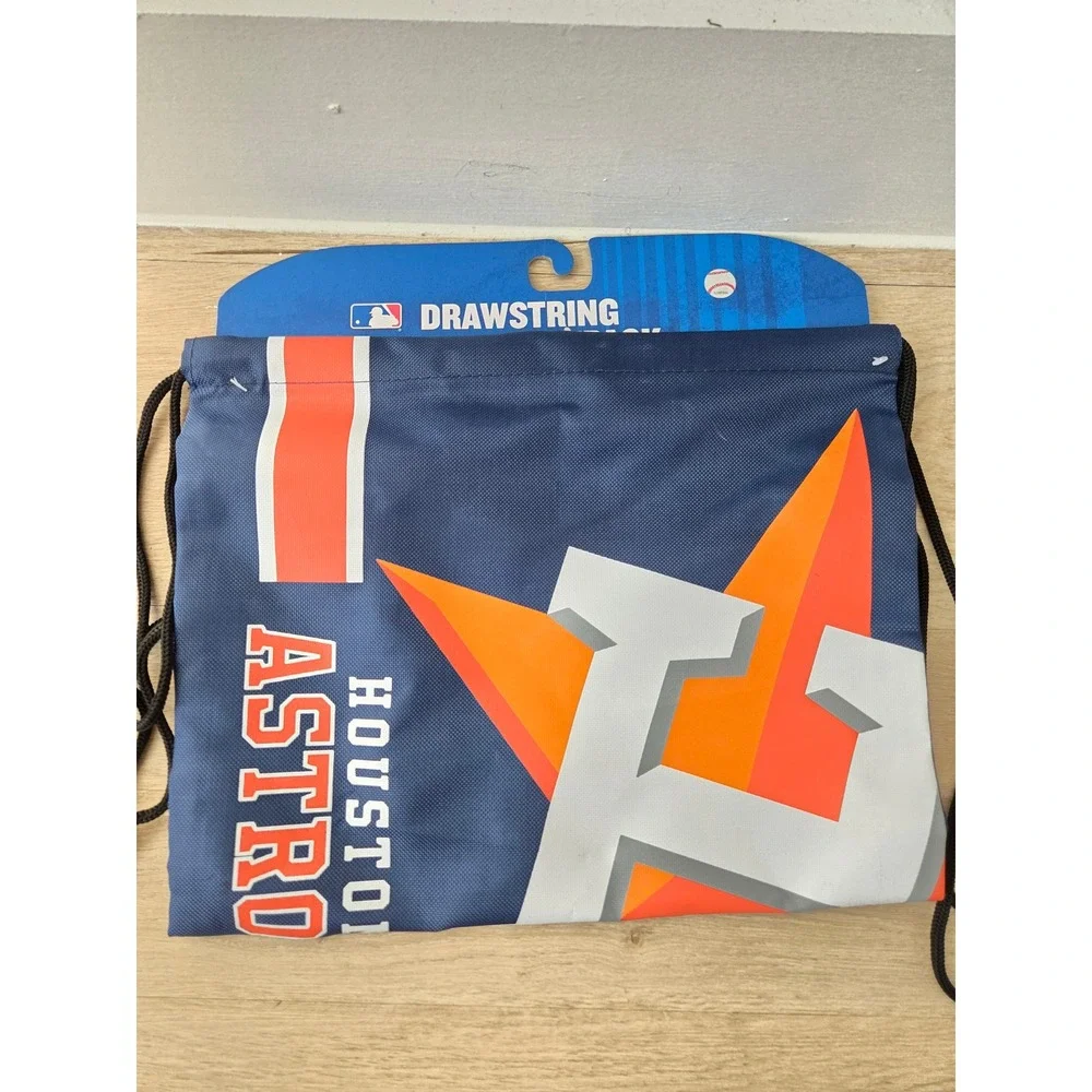 Houston Astros MLB Drawstring Backpack Navy Blue Orange Cinch Bag Collectible